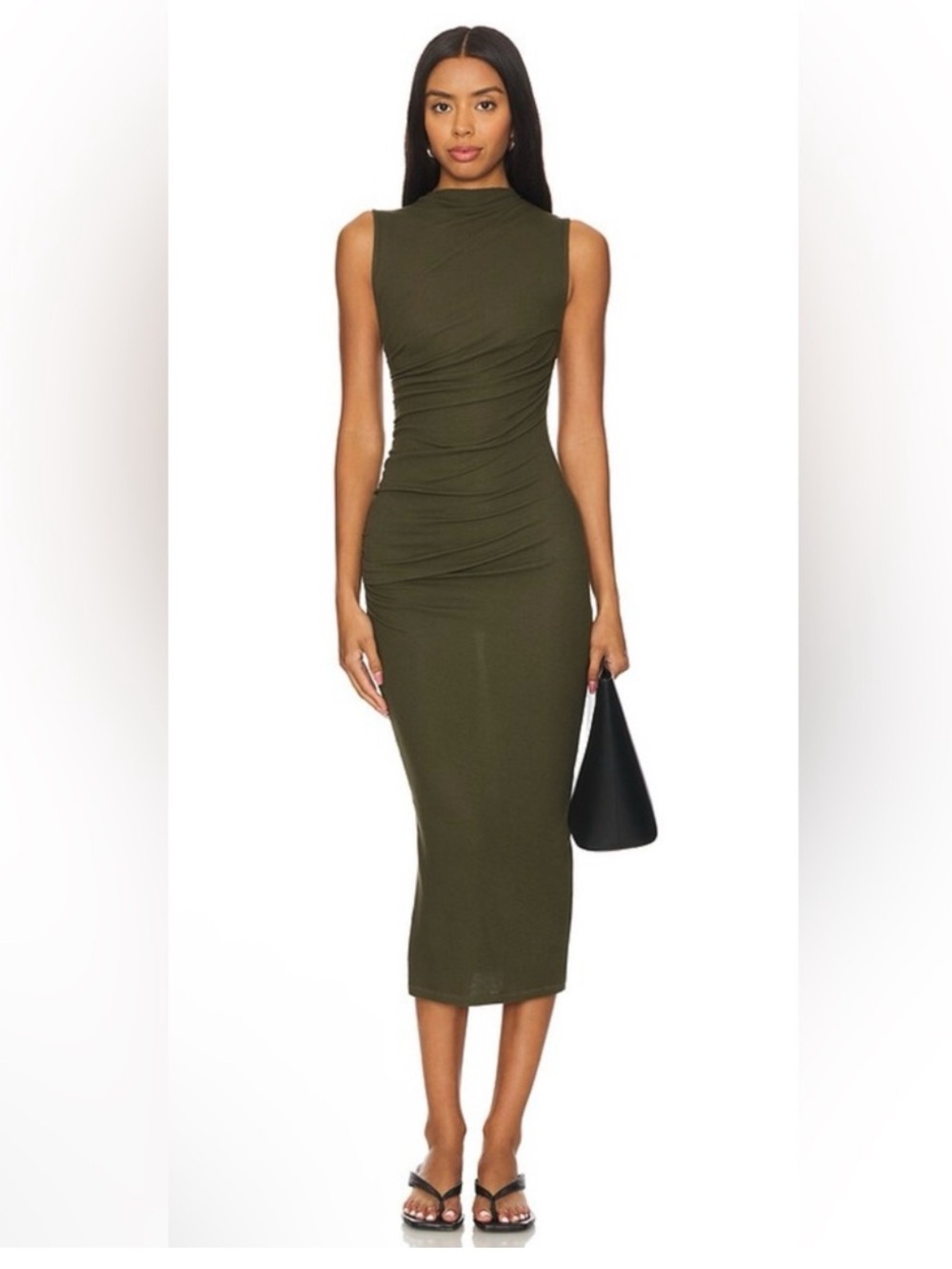 Enza Costa $260 silk knit sleeveless twist midi dress size Small
